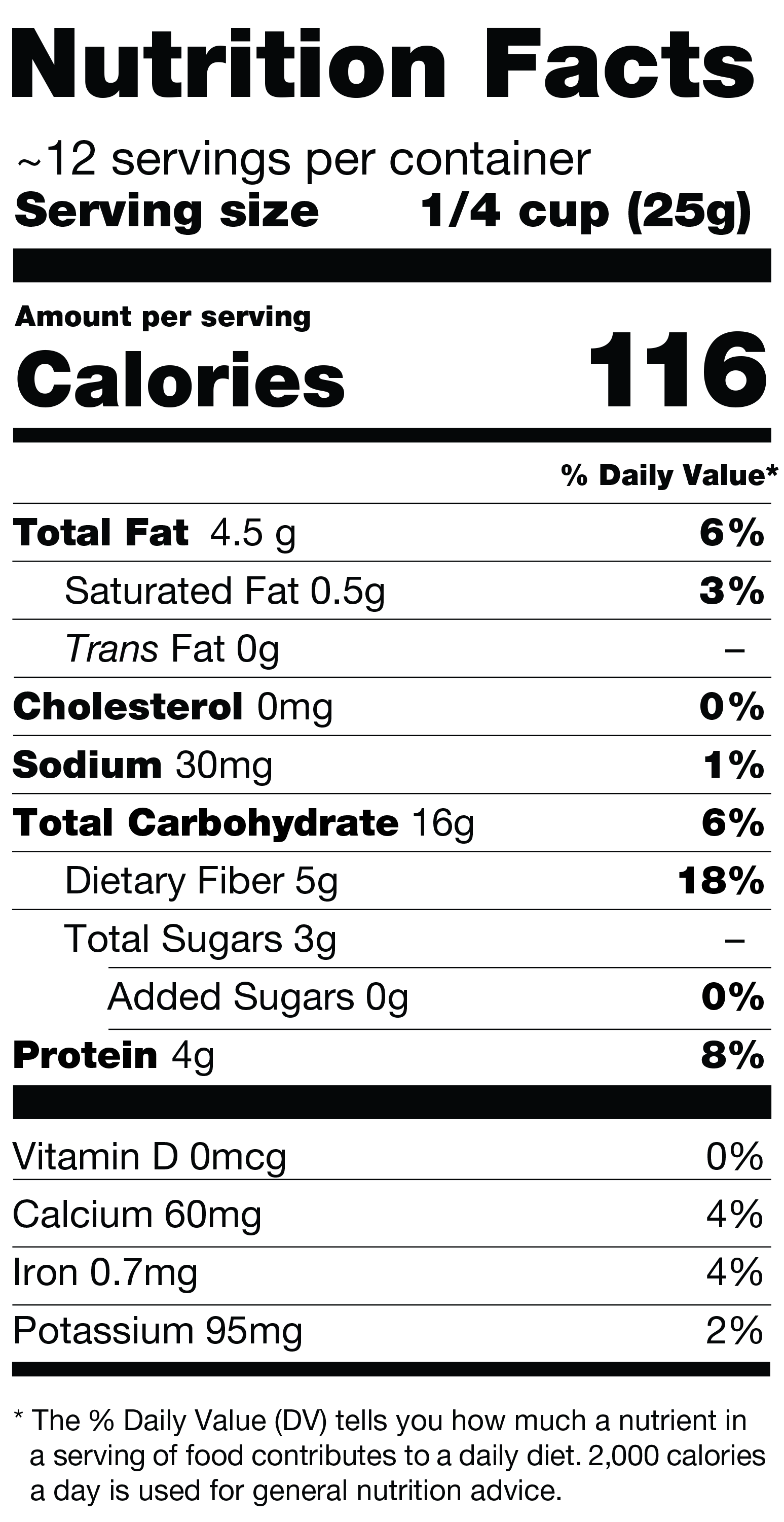 Organic Granola APO E Genotype 2 Nutrition Label