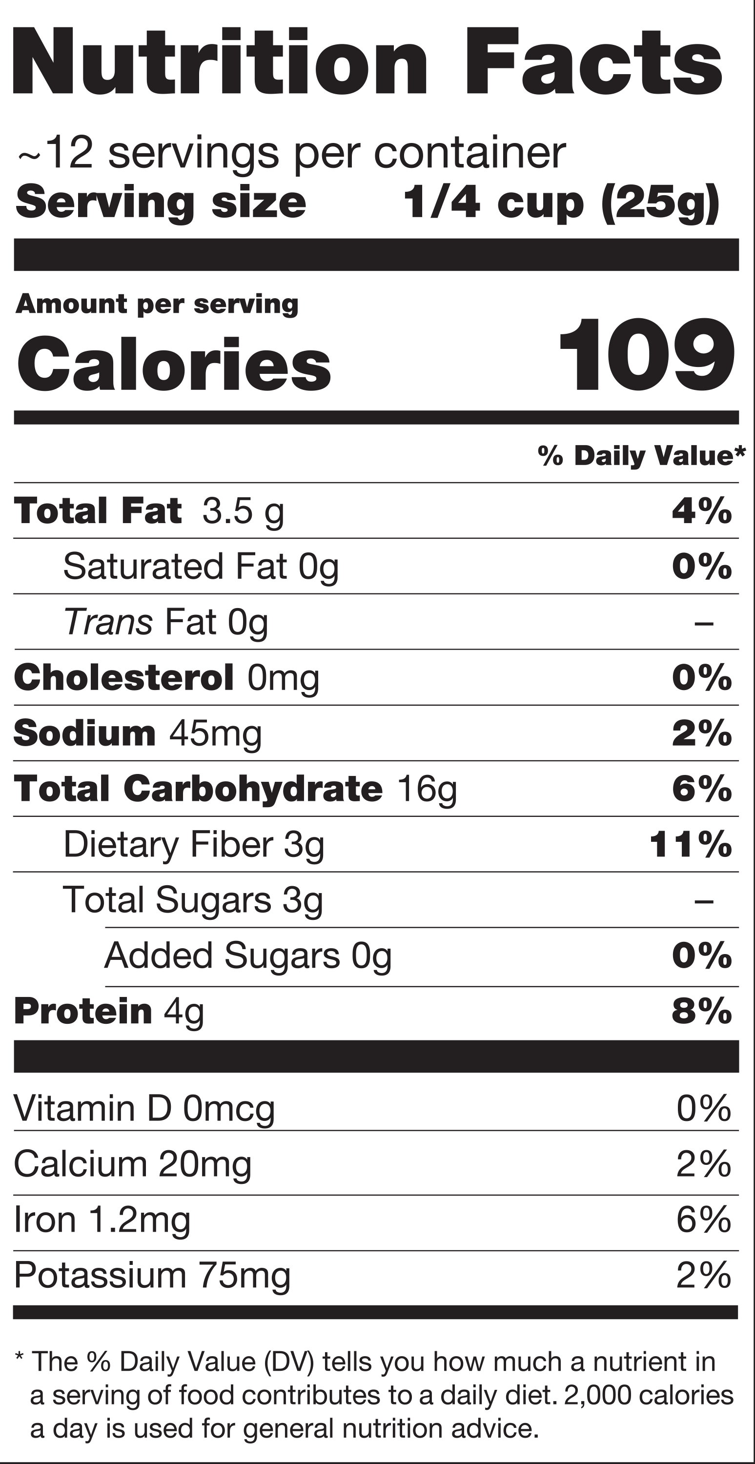 Organic Granola APO E Genotype 3 Nutrition Label