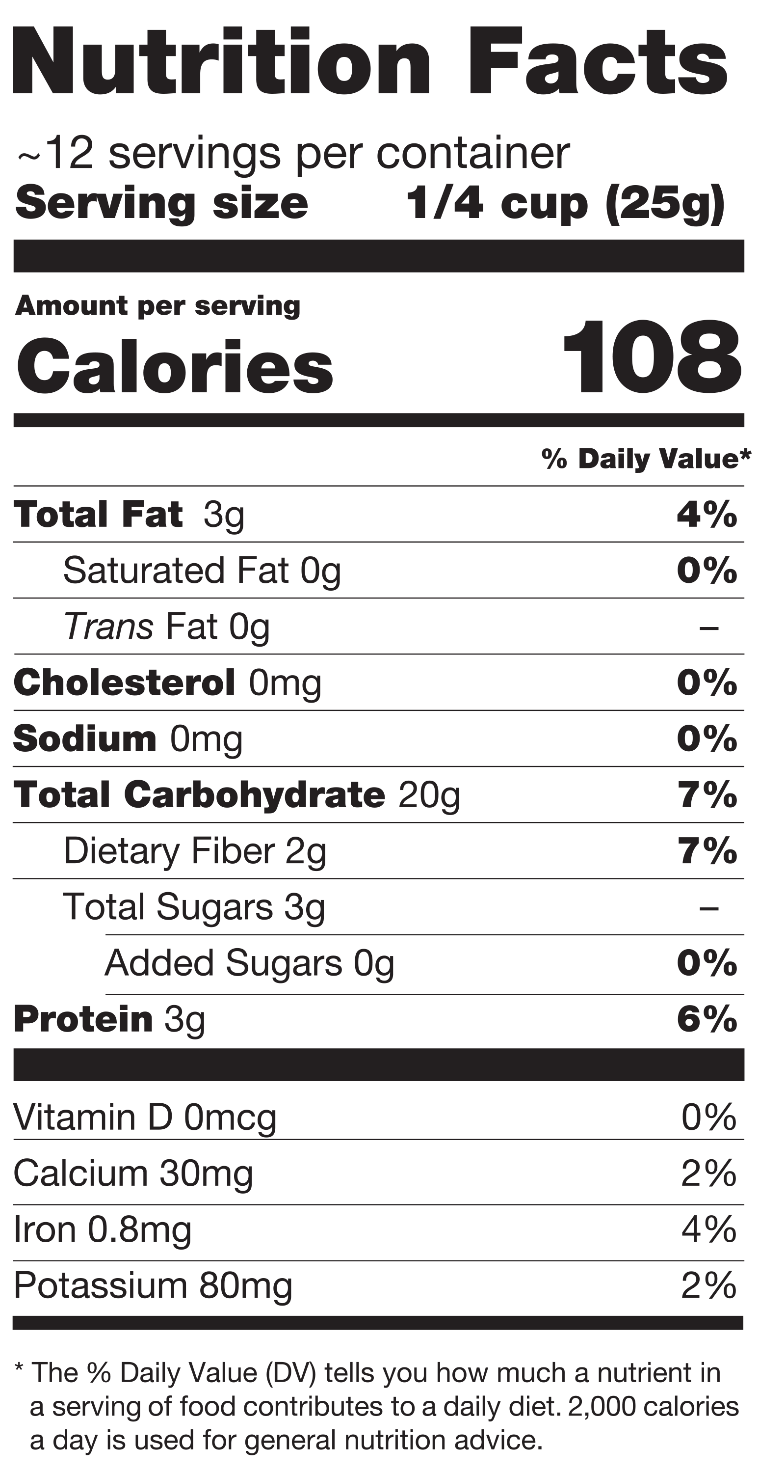 Organic Granola APO E Genotype 4 Nutrition Label