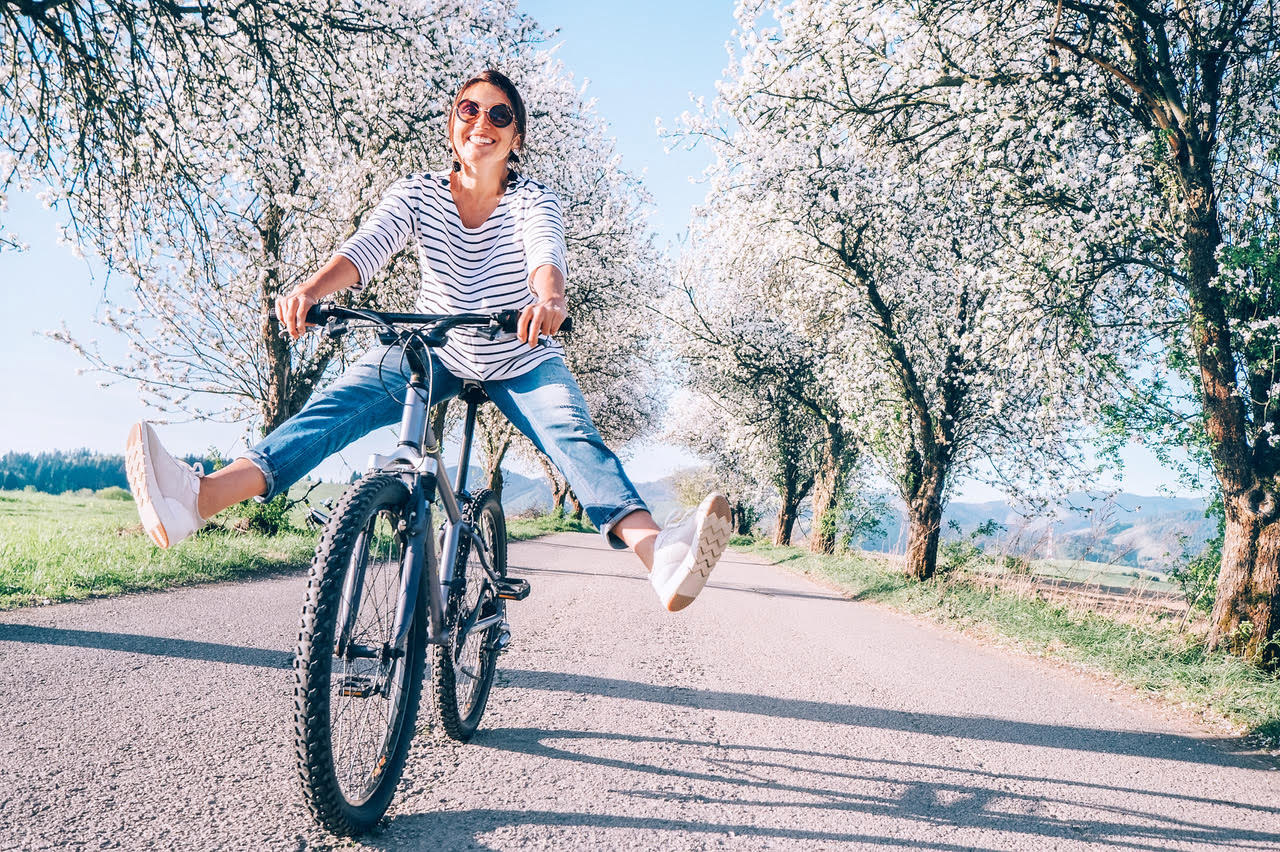 woman riding bike