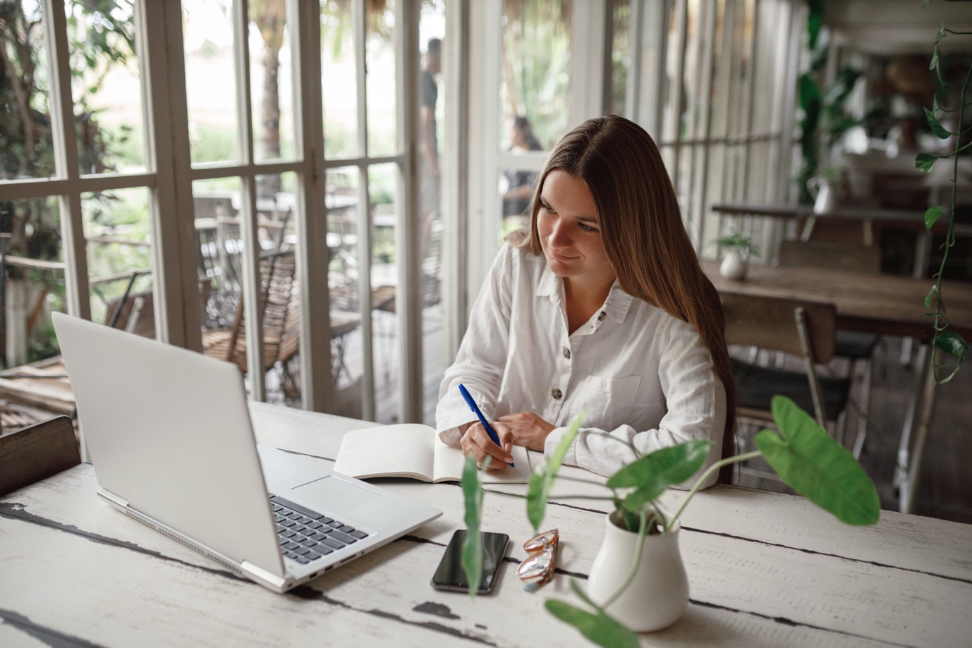 woman working at laptop