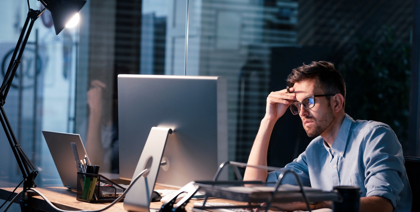 man working at computer