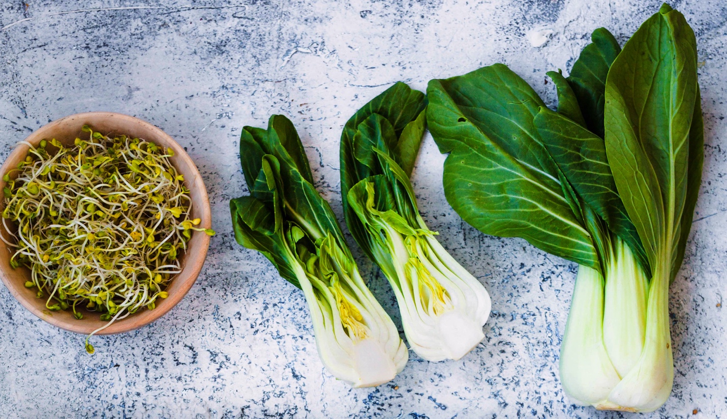 bok choy and sprouts