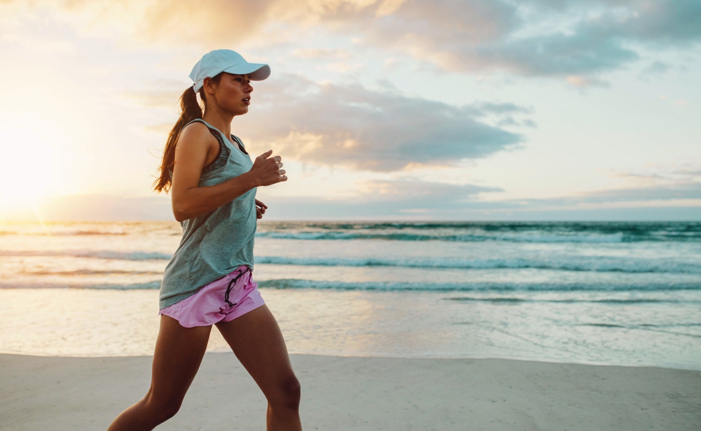 woman running on beach