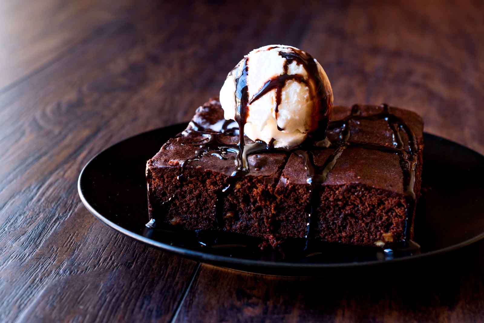 chocolate cake and ice cream