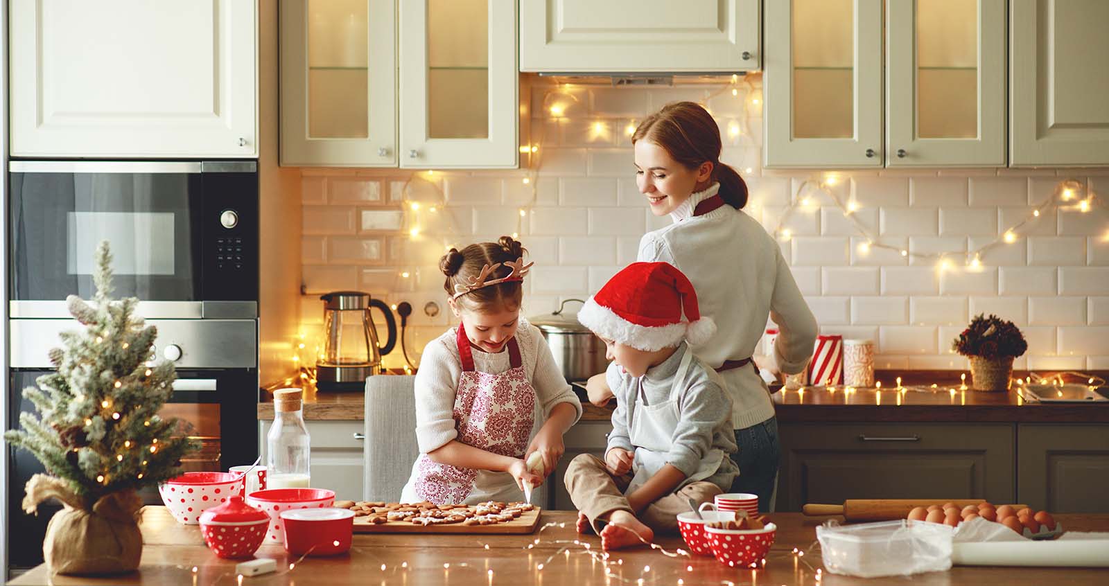 Christmas kitchen cooking scene